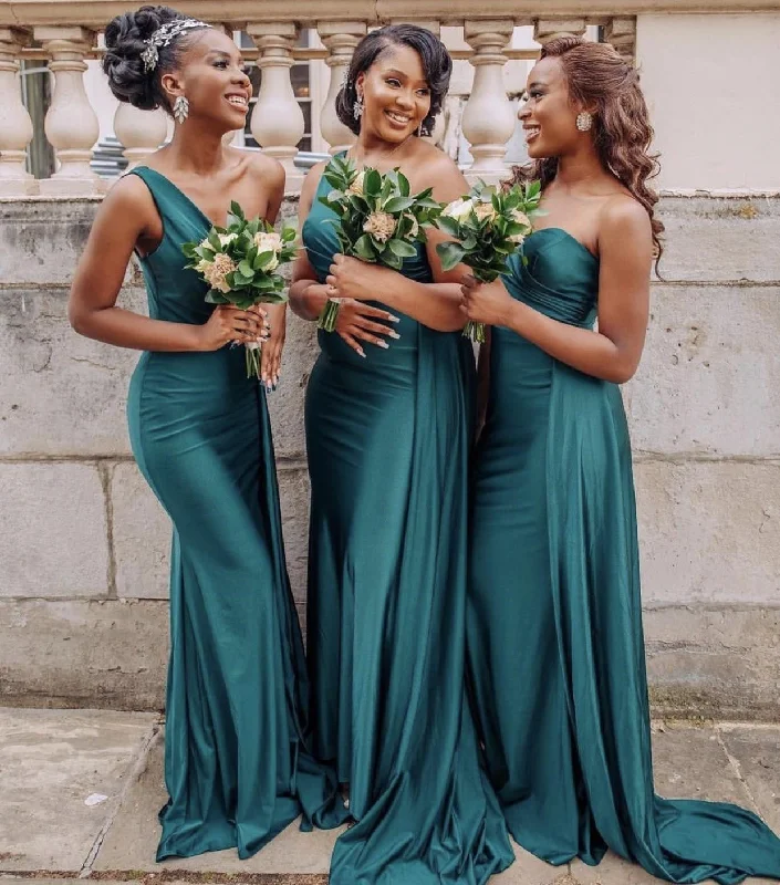 Vintage Lace Dress Modern One Shoulder Bridesmaid Dresses with Flutter Train Ruched Long Maid of Honor Women Special Banquet Wear Gowns,LW039 Vintage Lace Dress Modern One Shoulder Bridesmaid Dresses with Flutter Train Ruched Long Maid of Honor Women Special Banquet Wear Gowns,LW039