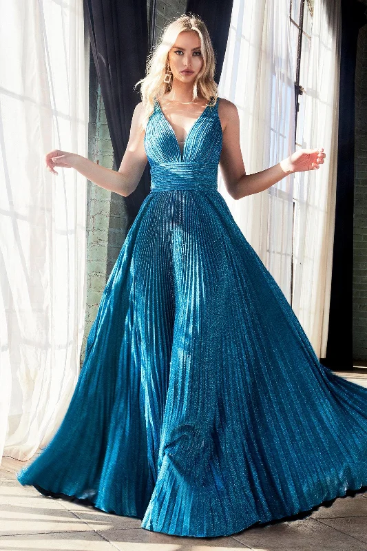 Elegant Tulle Gown Cinderella Divine CW088 Long Sleeveless Pleated Evening Prom Dress
