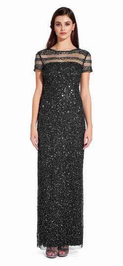 Luxe Embroidered Gown Adrianna Papell AP1E205064 Long Formal Short Sleeve Evening Dress Luxe Embroidered Gown Adrianna Papell AP1E205064 Long Formal Short Sleeve Evening Dress