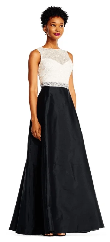 Navy Blue Gown Adrianna Papell AP1E201225 Long Sleeve Formal Evening Prom Dress