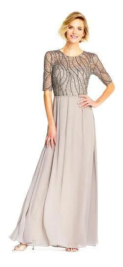 Fancy Beaded Gown Adrianna Papell AP1E202210 Prom Long Formal Chiffon Dress