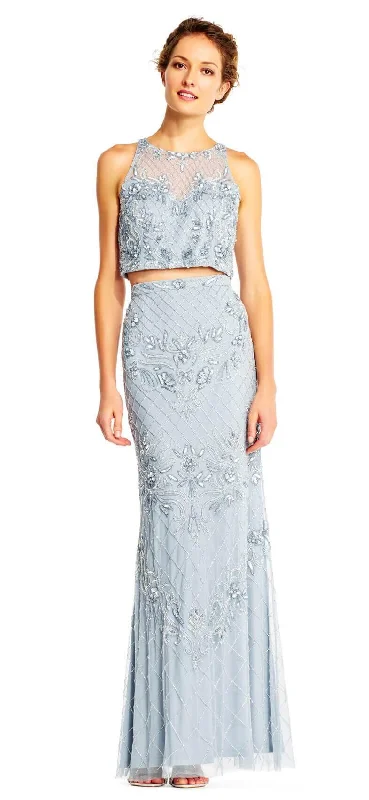Luxury Satin Gown Adrianna Papell AP1E201534 Prom Long Two Piece Halter Formal Dress Luxury Satin Gown Adrianna Papell AP1E201534 Prom Long Two Piece Halter Formal Dress