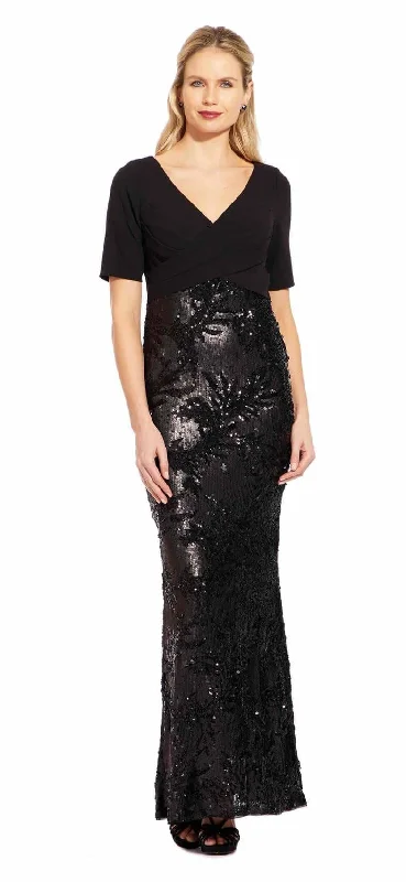 Party Ready Dress Adrianna Papell AP1E205644 Short Sleeve Formal Evening Long Dress Party Ready Dress Adrianna Papell AP1E205644 Short Sleeve Formal Evening Long Dress
