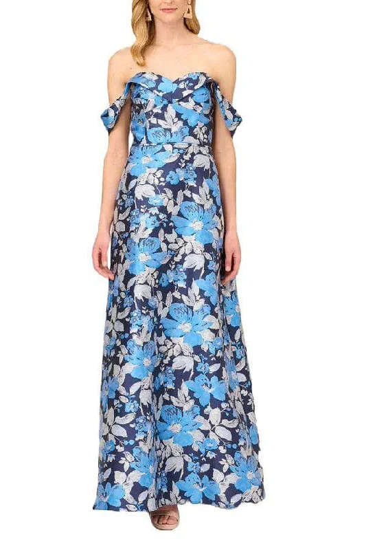 Sequin Maxi Dress Aidan Mattox MD1E208165 - Floral Off Shoulder Evening Dress