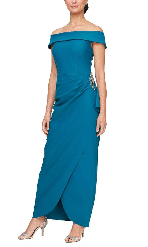 Modern Tulle Dress Alex Evenings 134164 - Straight Across Wrap Formal Dress