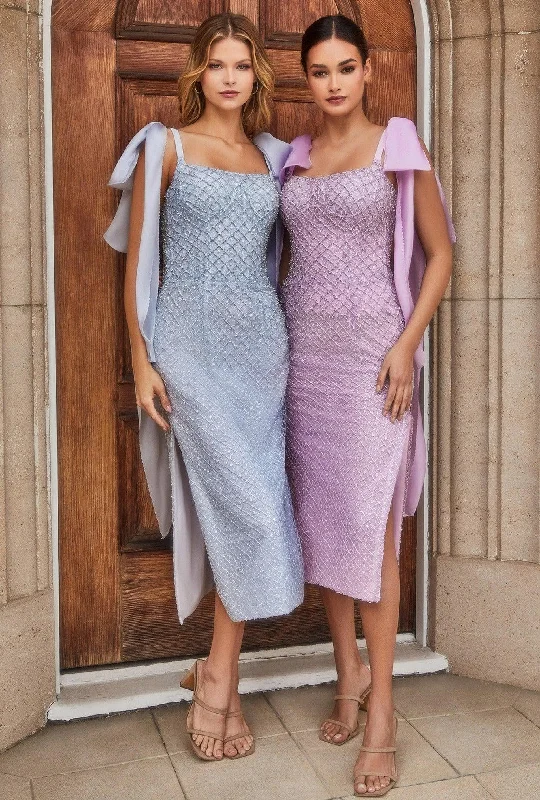 Chic Formal Gown Andrea & Leo A1110 Sleeveless Fitted Tea Length Dress