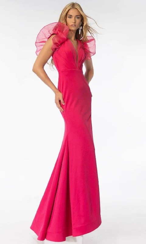 Side Slit Gown Ava Presley 39307 - Puff Cap Sleeve Prom Gown