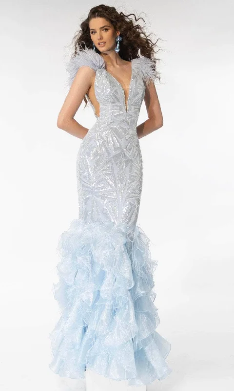 Elegant Cocktail Gown Ava Presley 39315 - Feather Detailed Sleeveless Mermaid Evening Dress Elegant Cocktail Gown Ava Presley 39315 - Feather Detailed Sleeveless Mermaid Evening Dress