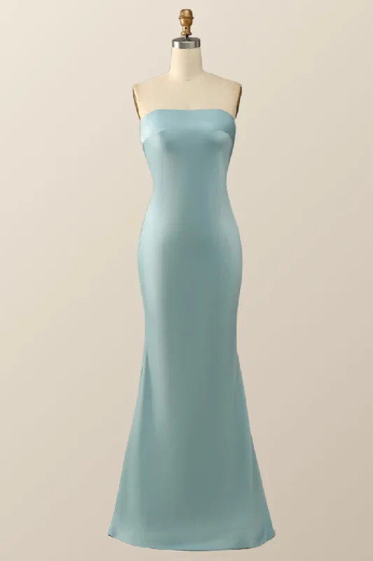 Whimsical Evening Gown Blue Strapless Mermaid Long Party Dress Bridesmaid Dress,DP1820 Whimsical Evening Gown Blue Strapless Mermaid Long Party Dress Bridesmaid Dress,DP1820