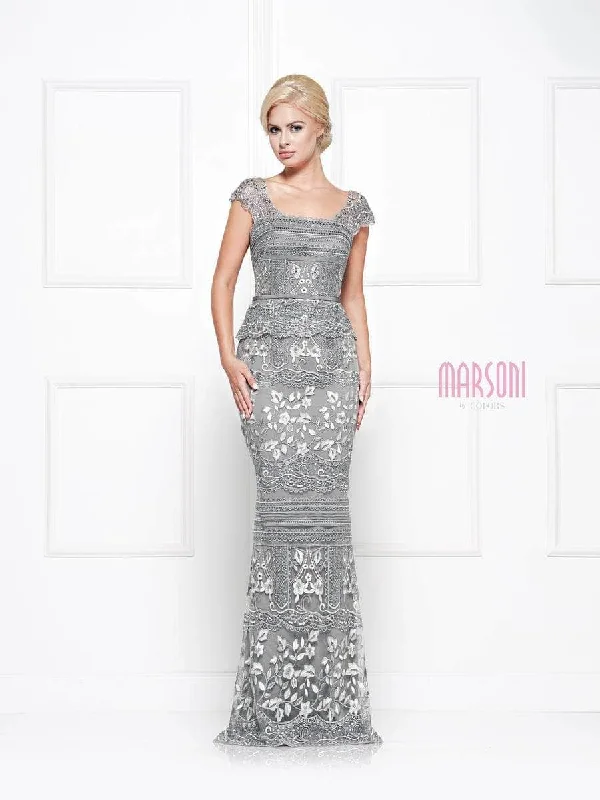 Gold Embellished Gown Colors Dress M264 - Square Neck Sheath Prom Gown