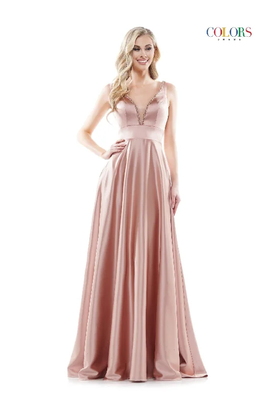 Statement Sleeve Dress Colors 2578 Colors Long Formal Sleeveless Beaded Prom Gown