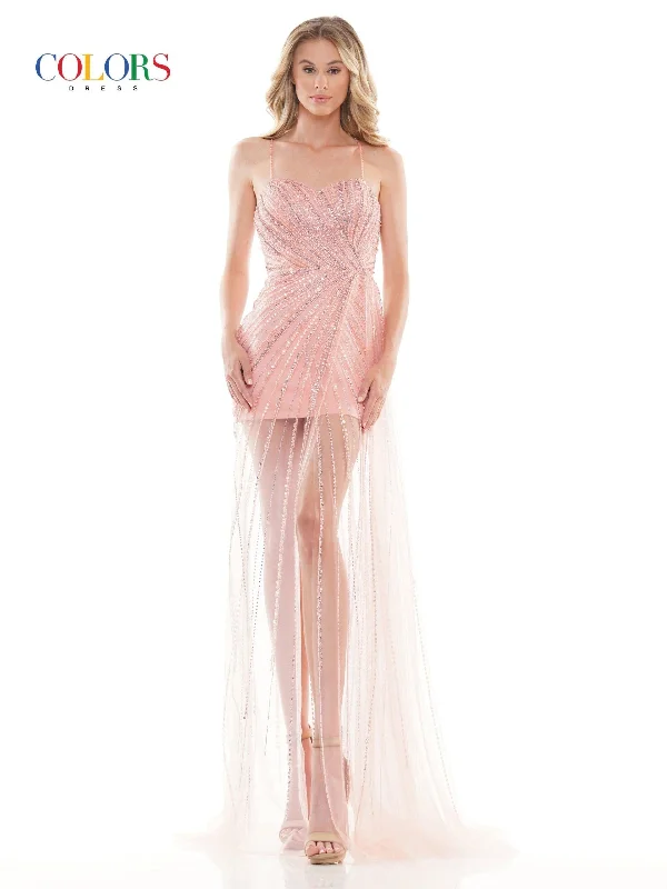 Embellished Maxi Dress Colors 2645 Colors Long Formal Spaghetti Strap Prom Dress