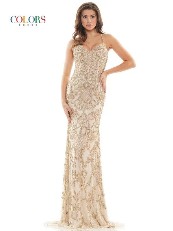 Modest Chiffon Dress Colors K119 Colors Long Spaghetti Strap Beaded Prom Dress