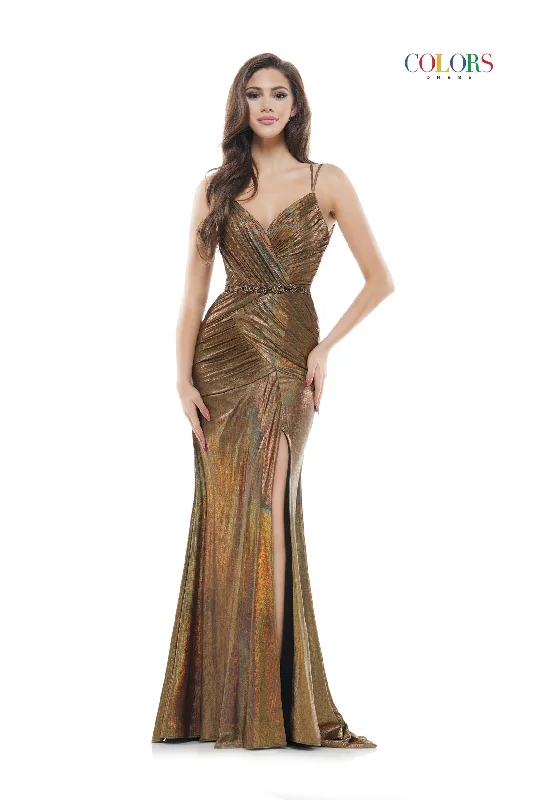 Romantic Evening Gown Colors 2570 Colors Long Spaghetti Strap Fitted Prom Dress