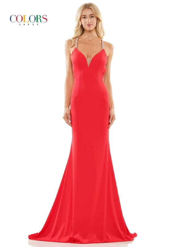 Modern Tulle Dress Colors 2974 Colors Long Spaghetti Strap Prom Dress