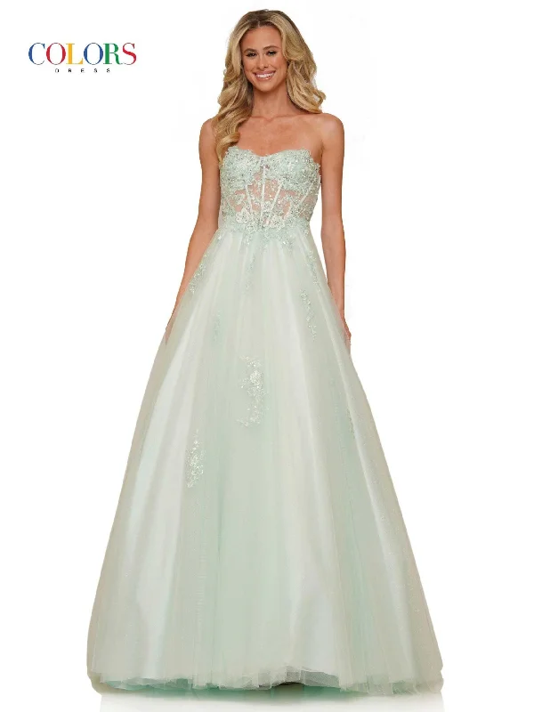 Romantic Evening Gown Colors 2898 Colors Strapless Long Prom Dress