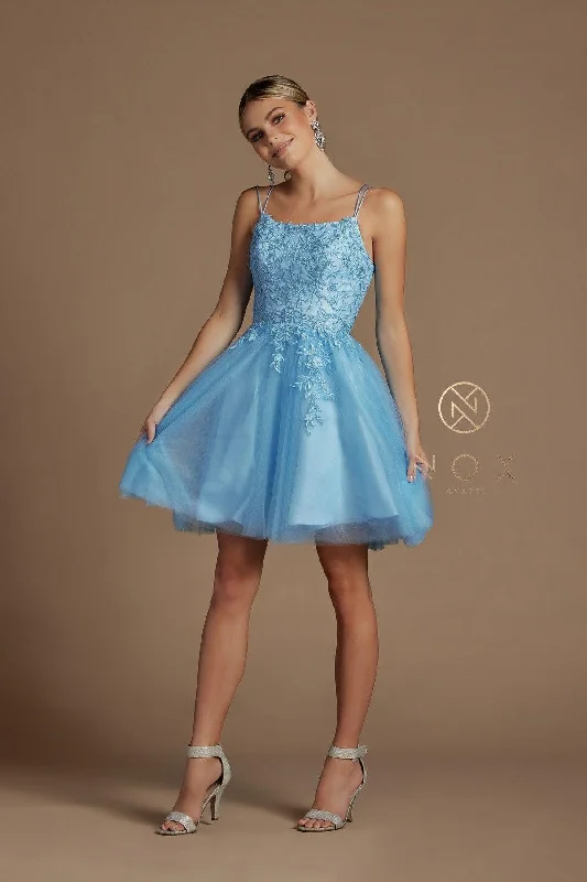 Bold Print Formal Dress Short Spaghetti Strap Homecoming Dress