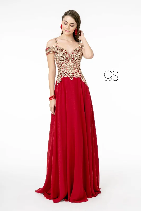 Statement Prom Dress Embroidered Bodice A-Line Long Prom Dress