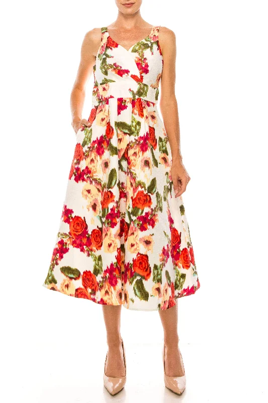 Fashionista’s Dream Dress Danny & Nicole 91564MZ - Tea Length Floral A-line Dress
