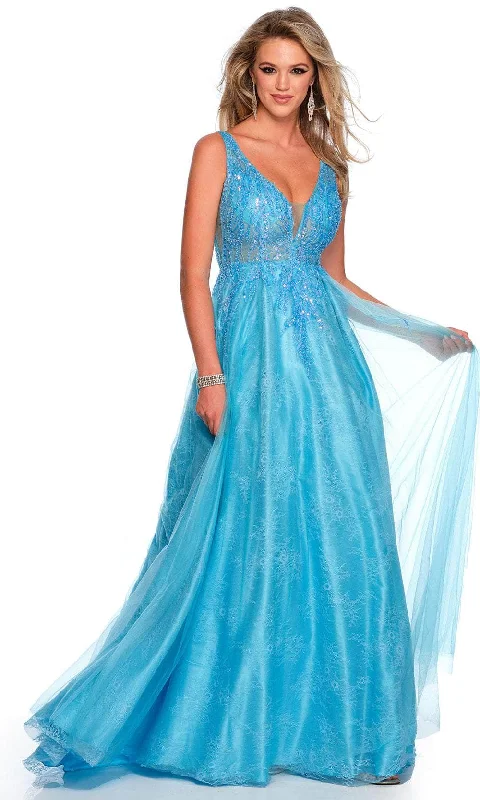 Crystal Beaded Dress Dave & Johnny 11377 - Embroidered Sleeveless Ball Gown