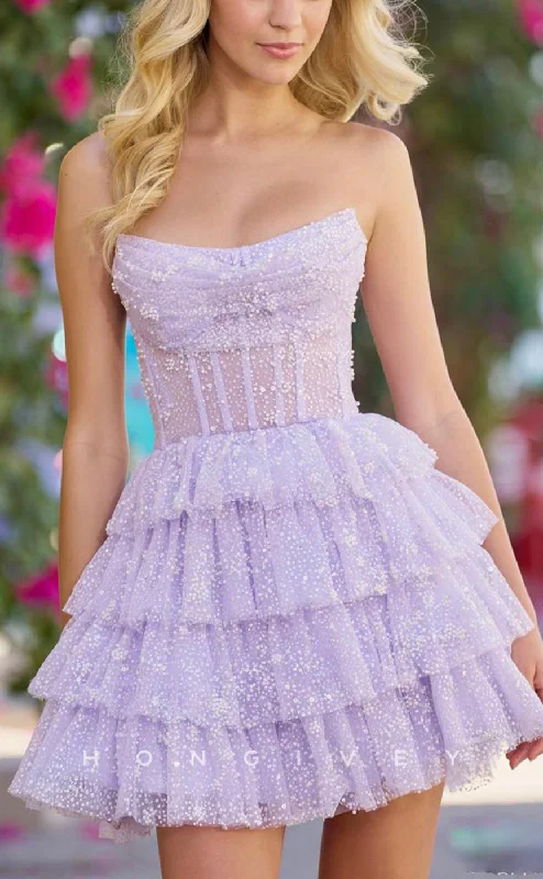 Asymmetrical Gown H1644 - Sweet Illusion Fully Beaded Cake Short Homecoming Party Graduation Dress Asymmetrical Gown H1644 - Sweet Illusion Fully Beaded Cake Short Homecoming Party Graduation Dress
