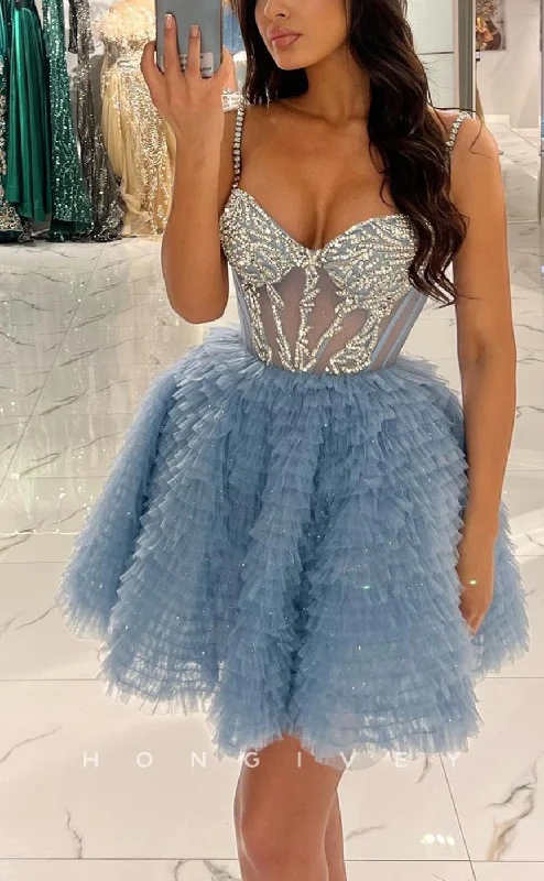 Applique Gown H1652 - Sparkly Sweet Rhinestone Embellished Illusion Short Homecoming Party Graduation Dress Applique Gown H1652 - Sparkly Sweet Rhinestone Embellished Illusion Short Homecoming Party Graduation Dress