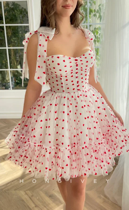 Elegant Cocktail Gown H1716 - Sweet Illusion Fully Love Print With Bow Detail Short Cake Graduation Party Homecoming Dress Elegant Cocktail Gown H1716 - Sweet Illusion Fully Love Print With Bow Detail Short Cake Graduation Party Homecoming Dress