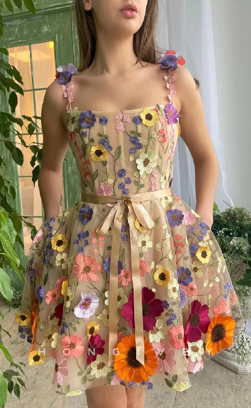 Bold Red Dress H1729 - Sweet Fully Floral Embossed Strappy Short Graduation Homecoming Party Dress Bold Red Dress H1729 - Sweet Fully Floral Embossed Strappy Short Graduation Homecoming Party Dress