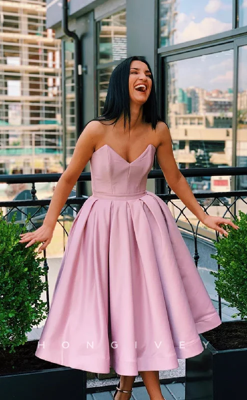 Trendy Evening Gown H1742 - Simple Strapless V-Neck Ruched Short Graduation Party Homecoming Dress Trendy Evening Gown H1742 - Simple Strapless V-Neck Ruched Short Graduation Party Homecoming Dress