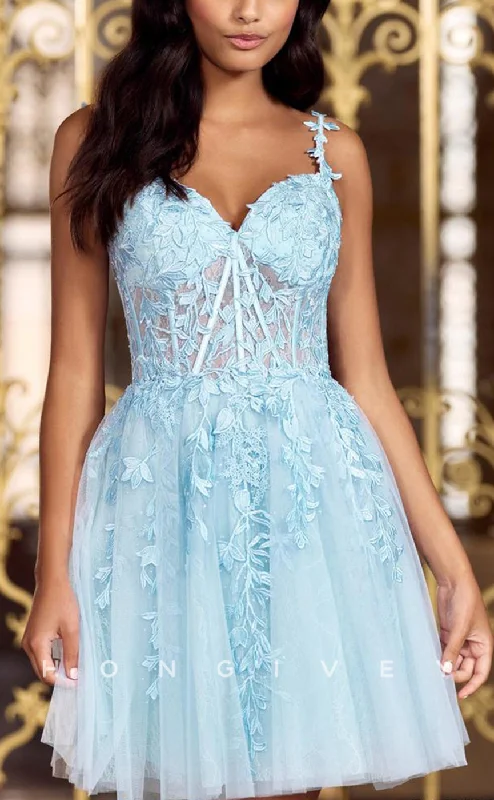Elegant Beaded Dress H1780 - Illusion Floral Appliqued Short Homecoming Party Graduation Dress Elegant Beaded Dress H1780 - Illusion Floral Appliqued Short Homecoming Party Graduation Dress