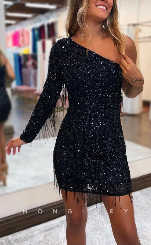Draped Satin Gown H1837 - Fitted One Shoulder Fully Sequined Beaded Fringe Short Homecoming Dress Draped Satin Gown H1837 - Fitted One Shoulder Fully Sequined Beaded Fringe Short Homecoming Dress