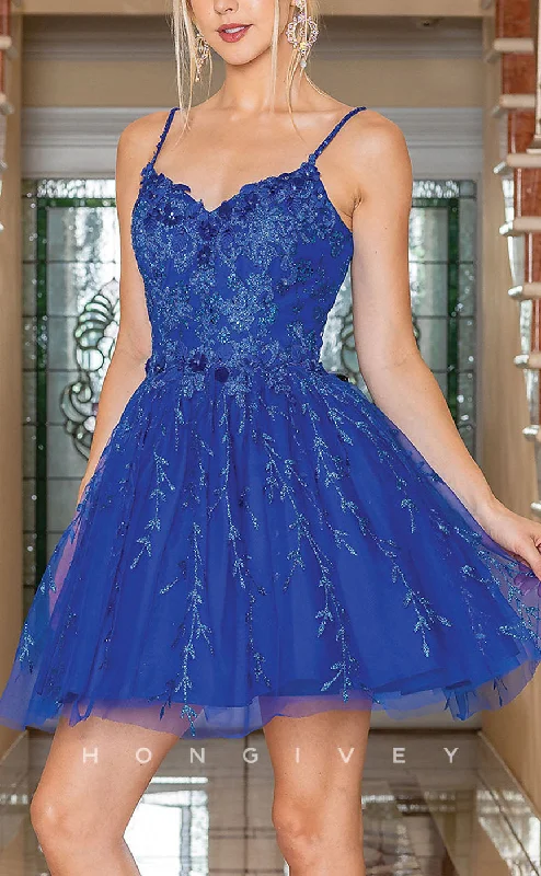 Romantic Floral Dress H1847 - A-Line Spaghetti Straps Short Ball Gown/Gradution/Homecoming Dress Romantic Floral Dress H1847 - A-Line Spaghetti Straps Short Ball Gown/Gradution/Homecoming Dress
