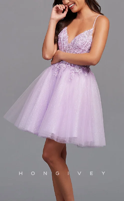 Structured Evening Gown H1852 - A-Line Empire Sleeveless V-Neck Spaghetti Straps Ball Gown Homecoming Dress Structured Evening Gown H1852 - A-Line Empire Sleeveless V-Neck Spaghetti Straps Ball Gown Homecoming Dress