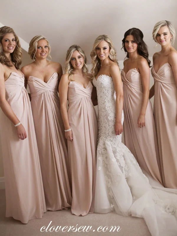 Silk Ball Gown Dusty Pink Chiffon Pleat Sweetheart Strapless Bridesmaid Dresses ,CB0171 Silk Ball Gown Dusty Pink Chiffon Pleat Sweetheart Strapless Bridesmaid Dresses ,CB0171