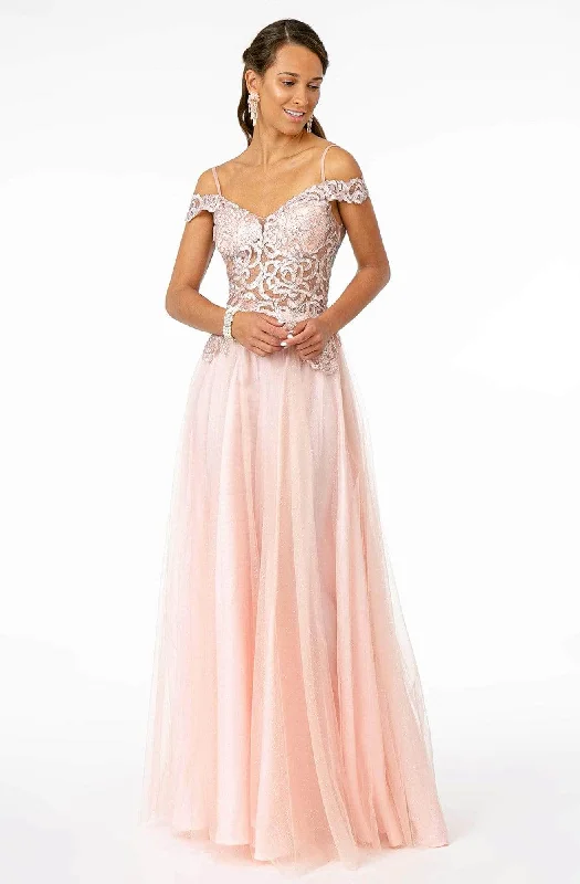 Ruched Velvet Dress Elizabeth K GL2953 - Cold Shoulder A-Line Prom Gown
