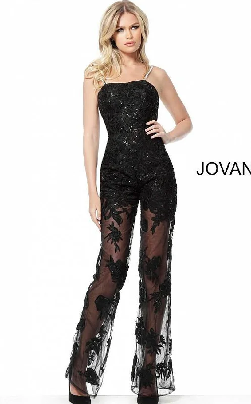 Romantic Soft Satin Dress Jovani 59225 Formal Lace Evening Jumpsuit