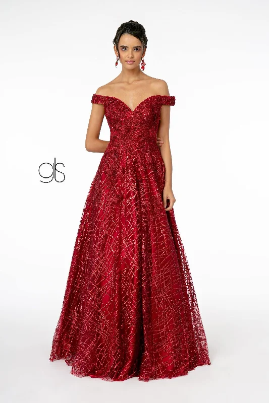Pearl Embellished Gown Embellished Mesh A-Line Long Prom Dress