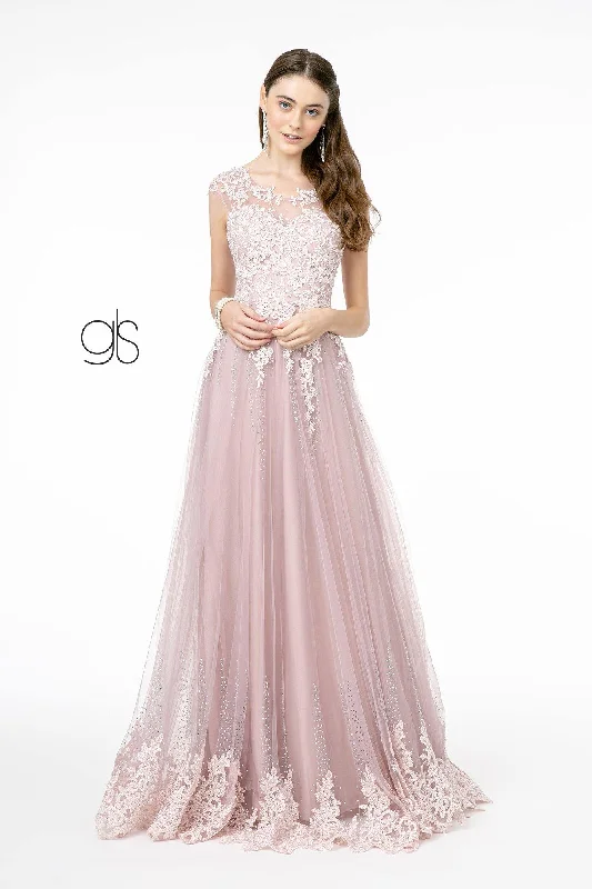 Elegant Ruffle Dress Embroidery Embellished MeshProm Long Dress