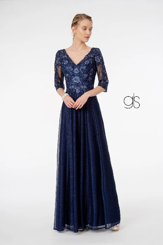 Gorgeous Party Dress Embroidery Embellished V-Neck Long Formal Dress