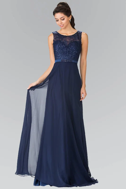 Gorgeous Party Dress Embroidery Top Chiffon Long Prom Dress Formal