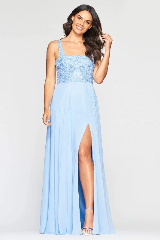 Tulle Skirt Dress Faviana - S10432 Beaded Lace Square A-Line Dress