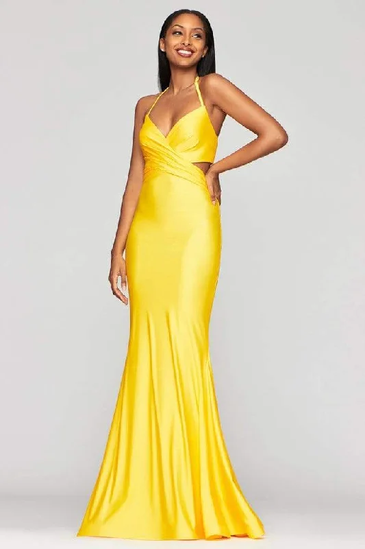 Regal Velvet Gown Faviana - S10448 Crisscross Bodice Charmeuse Mermaid Dress