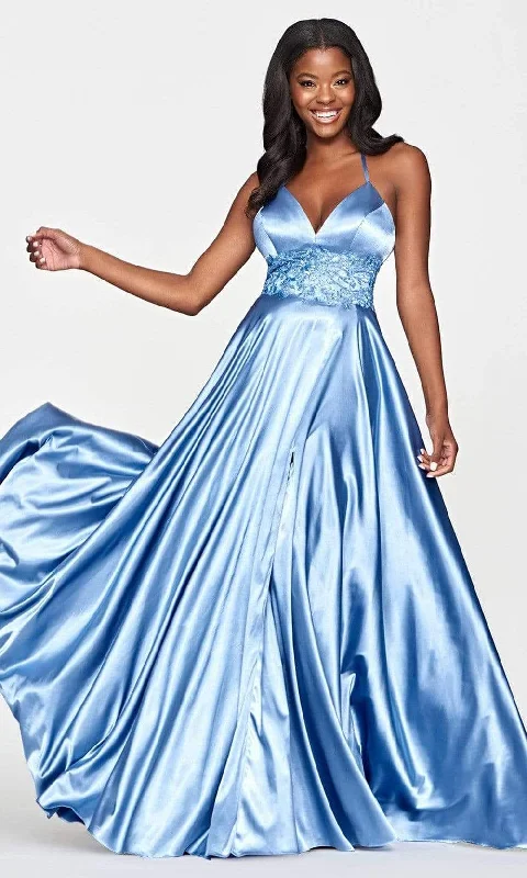 Stunning Silk Gown Faviana - S10643 V-Neck Embellished Long Gown