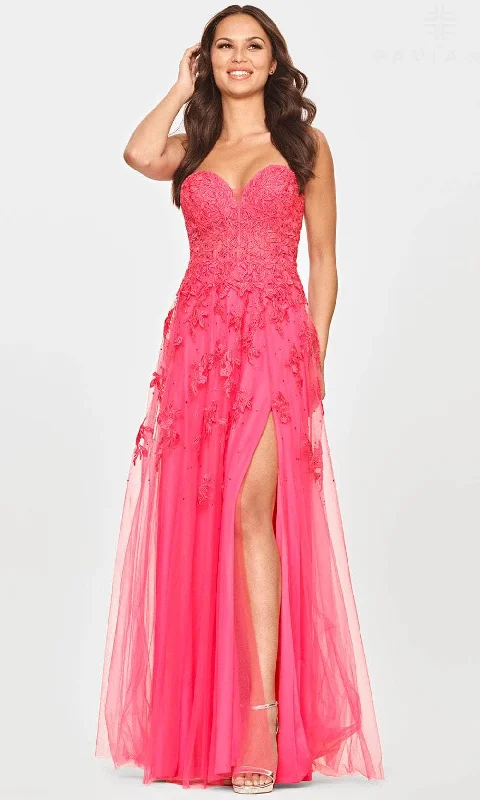 Elegant Ruffle Dress Faviana S10814 - Laced Sweetheart Evening Dress