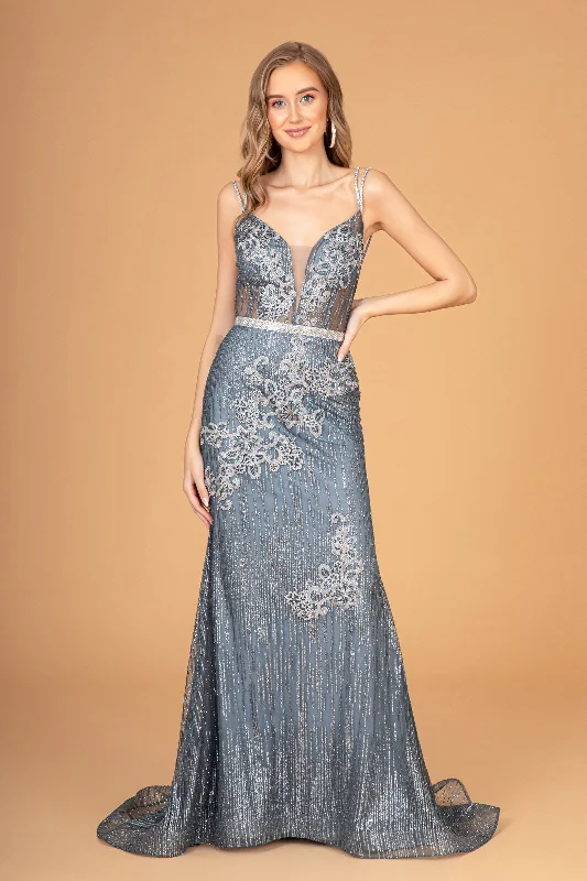 Dramatic Ball Gown Mermaid Long Prom Dress Jeweled Evening Gown
