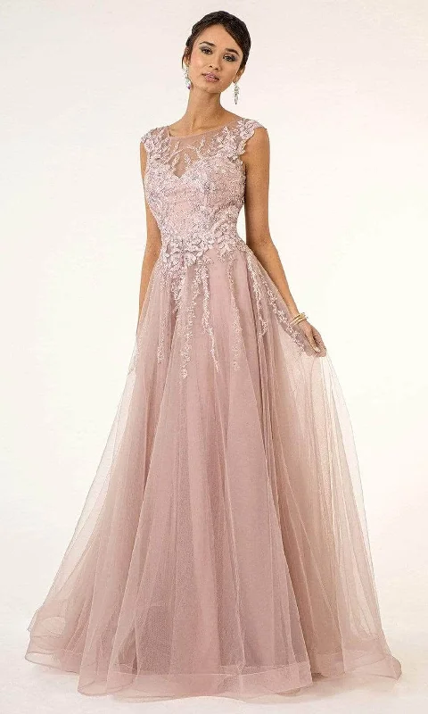 Stunning Silk Gown GLS by Gloria GL1923 - Illusion Scoop Embroidered Prom Dress