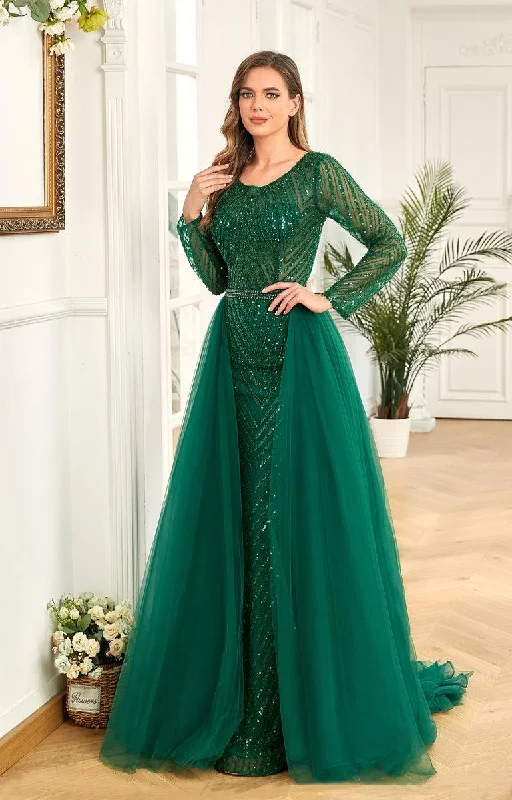 Unique Formal Dress High Couture NR2214 Long Sleeve Prom Formal Evening Gown