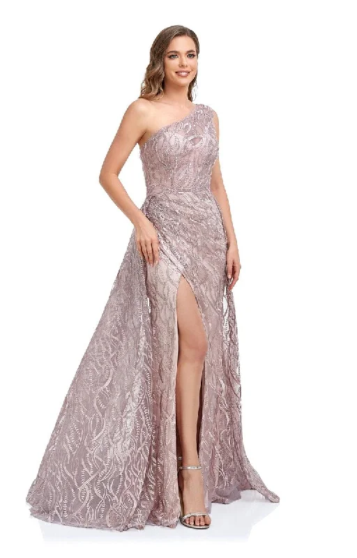 Fancy Evening Dress High Couture NR2223 Long One Shoulder Formal Prom Dress