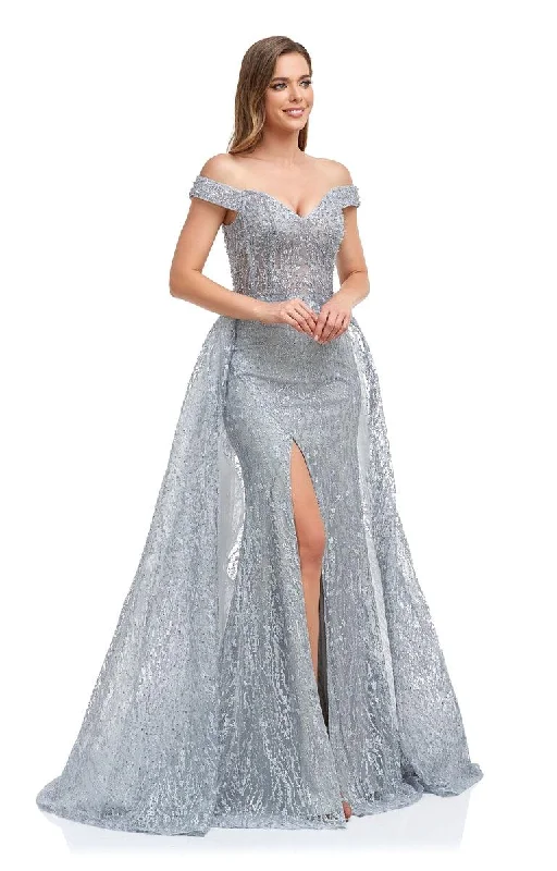 Asymmetrical Gown High Couture NR2227 Long Off Shoulder Formal Prom Dress