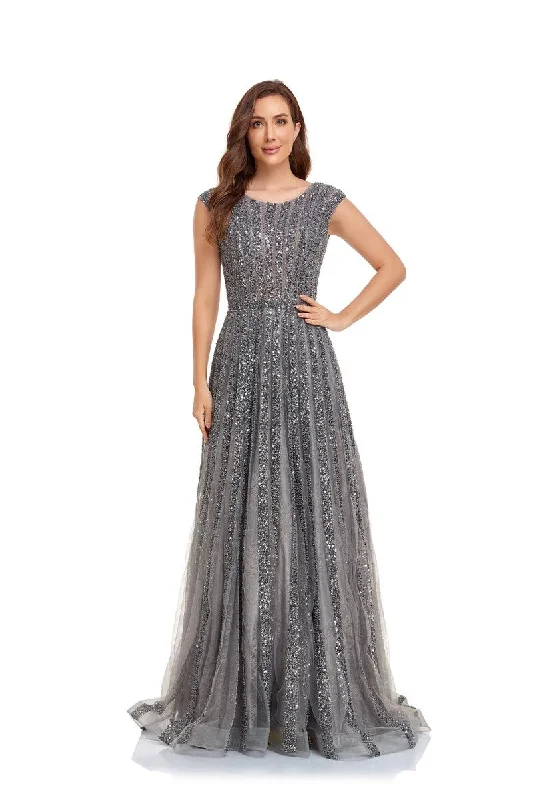 Full Skirt Dress High Couture NR2228 Prom Long Cap Sleeve A Line Ball Gown